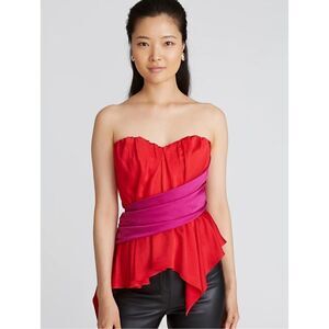 AMUR Matilda Color Block Peplum Bustier‎ in Racing Red Size 8